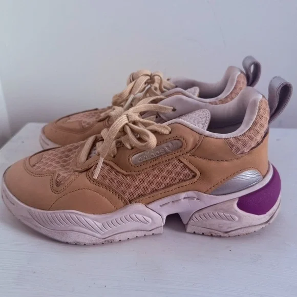 Adidas Women’s Supercourt RX 'Linen' Tan Cream Pink FV3699 Sneakers Size 6 - Picture 3 of 12